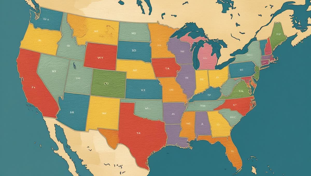 An illustrated map of the United States.